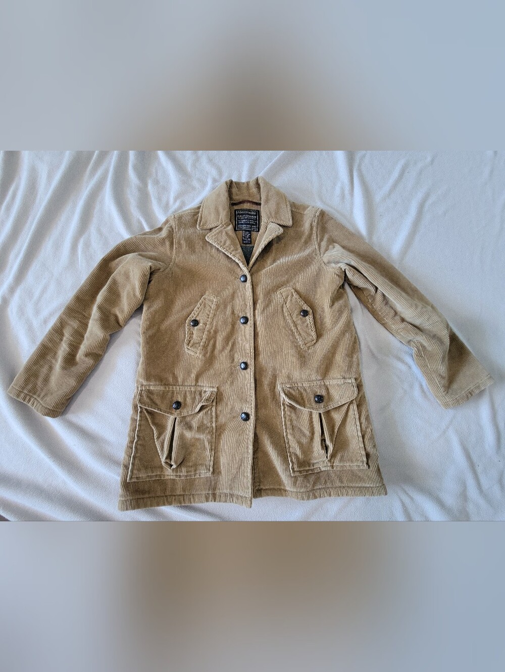 Vintage 90s Abercrombie & Fitch Corduroy Coat in Tan